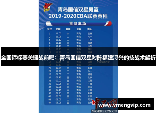 全国锦标赛关键战前瞻：青岛国信双星对阵福建浔兴的技战术解析